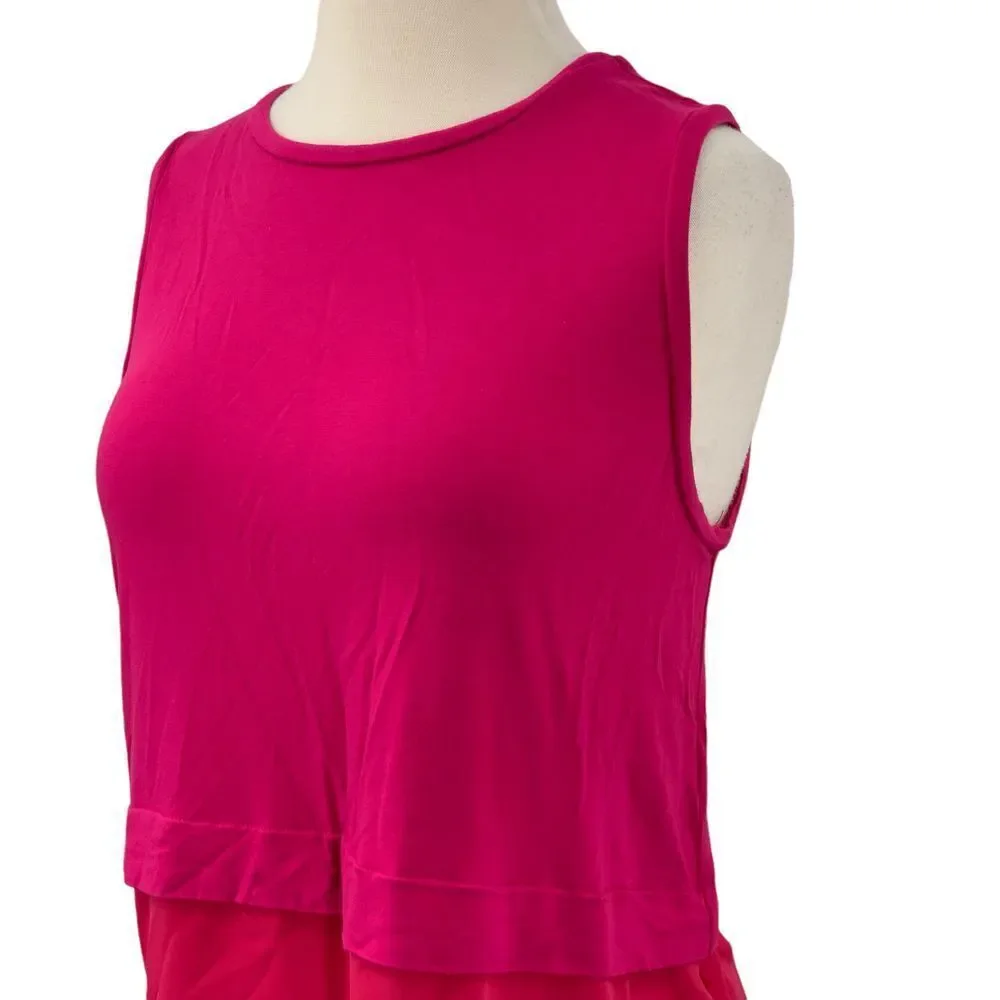 Michael Kors Women's Sleeveless Fuchsia‎ Pink Layered Tiered Tank Top Size S